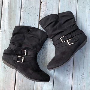 Rampage Black Slouchy Boots Girls Size 5